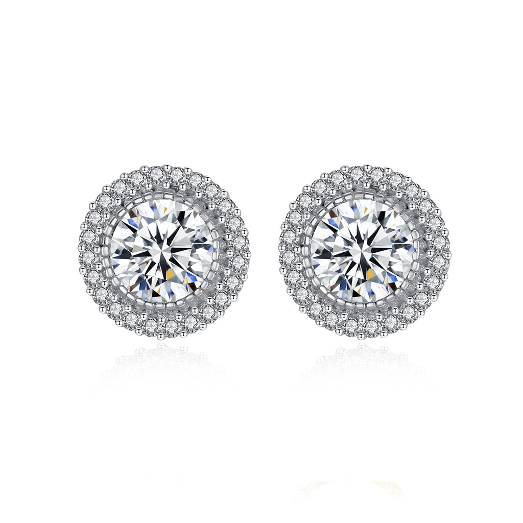 Glamorous zircon stud sterling silver earrings