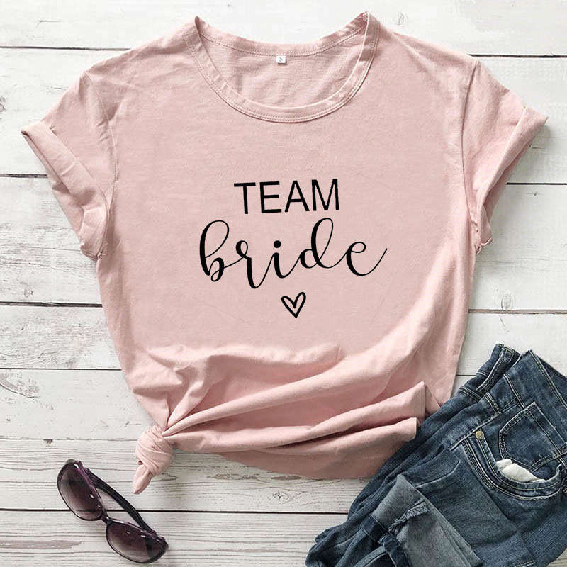 Peach Team Bride T-Shirt. The perfect t-shirt for the bridesmaids the morning of the wedding or even on the hen do!